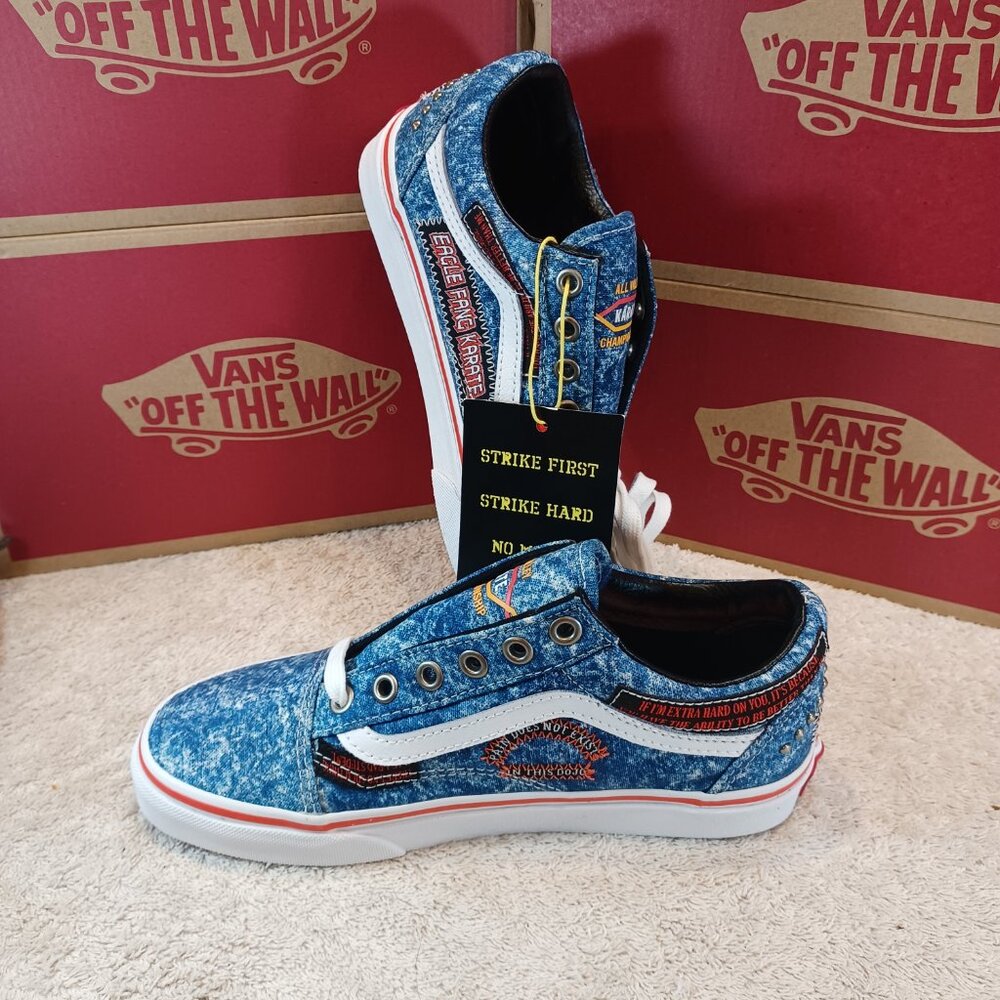 Vans X Men's 4.5/Women's 6 Cobra Kai Old Skool Denim Blue/White VN0A3WKT6GL - Picture 8 of 12